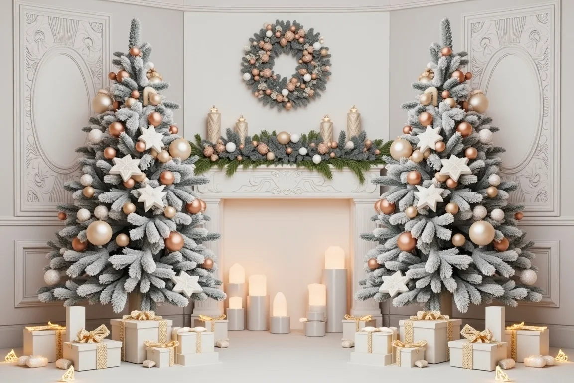 MOON.QG Christmas 2024 Photography Backdrop New Year Window Xmas Tree Photozone Background Baby Photo Studio Photobooth Supplies