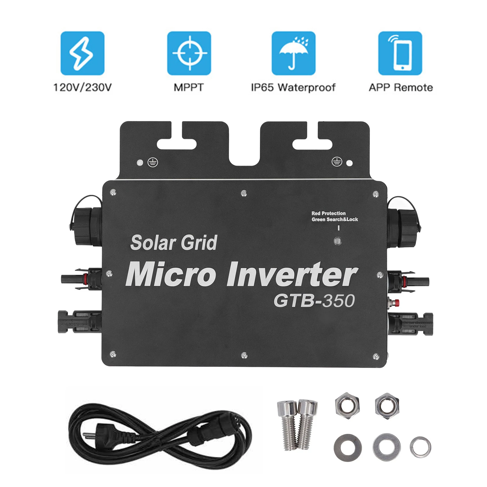 

Smart Solar Inverter 300W/350W GTB Solar Grid Connected Inverter Set 110V/220V Wireless Series Solar Equipment + Screw EU Model