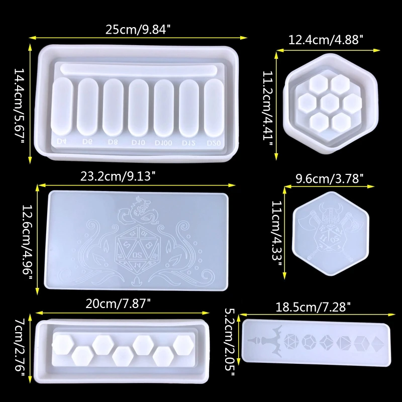 

652F Rectangular Dice Storage Plus Cover Set Storage Box Mold Dice Box Mold Jewelry Organizer Diy Crafts Home Decoration