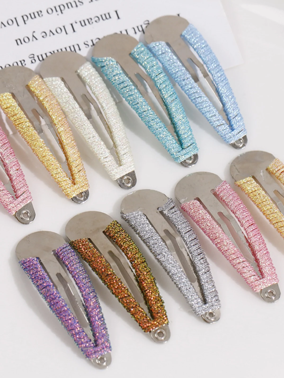 Изящные блестящие линии тканая обмотка овальный металлический эластичный зажим