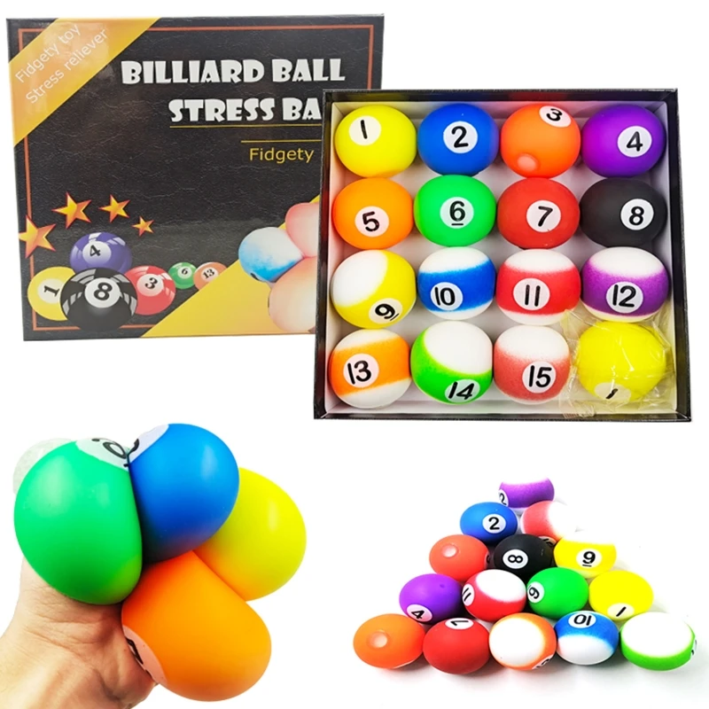 

Realistic Billiard Ball Fidget Toy Interactive Super Soft Squishy Decompressing Toy for Adults Office ADD OCD Therapy