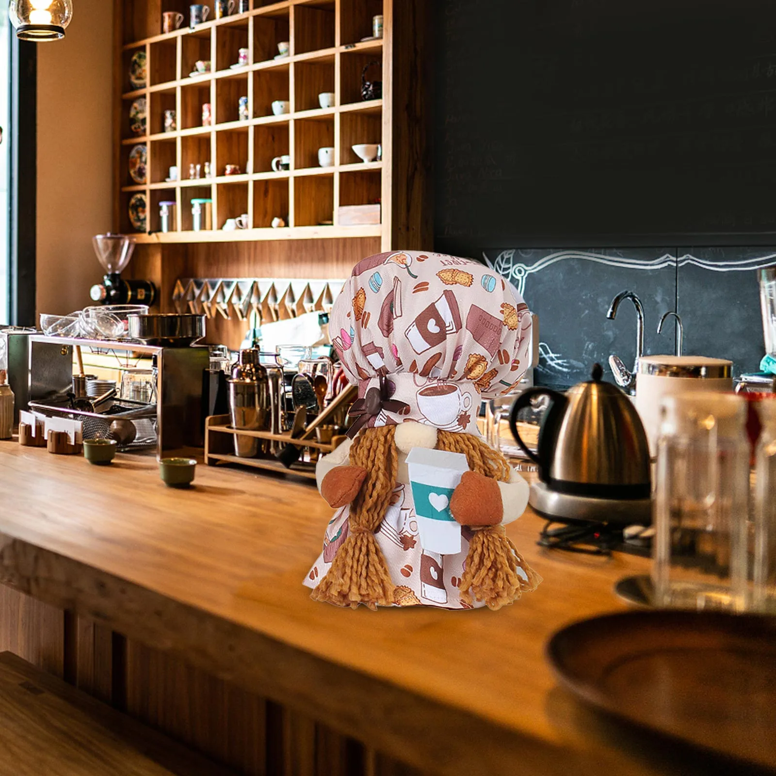 

Украшения, белая и красная шляпа шеф-повара, кофейная чашка, милая карликовая стоячая кукла, украшения