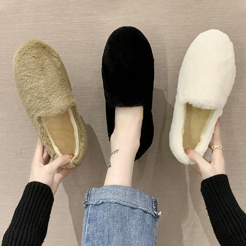 

Shallow Mouth Women Casual Female Sneakers Round Toe Clogs Platform Moccasin Shoes Increas Height Modis Slip-on Loafers Fur Wint