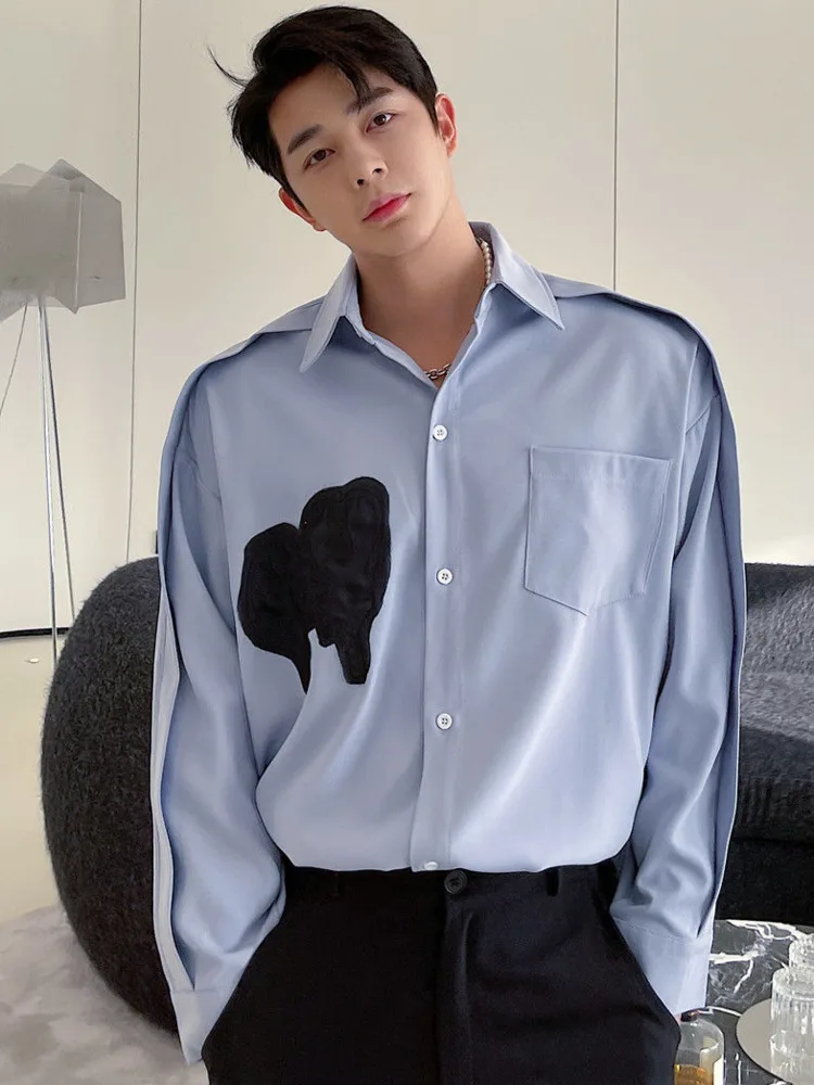 

SYUHGFA Men Clothing 2022 Spring Autumn Long Sleeve Embroidery Shirts Single-breasted Loose Casual Japanese Style Tops Shirts