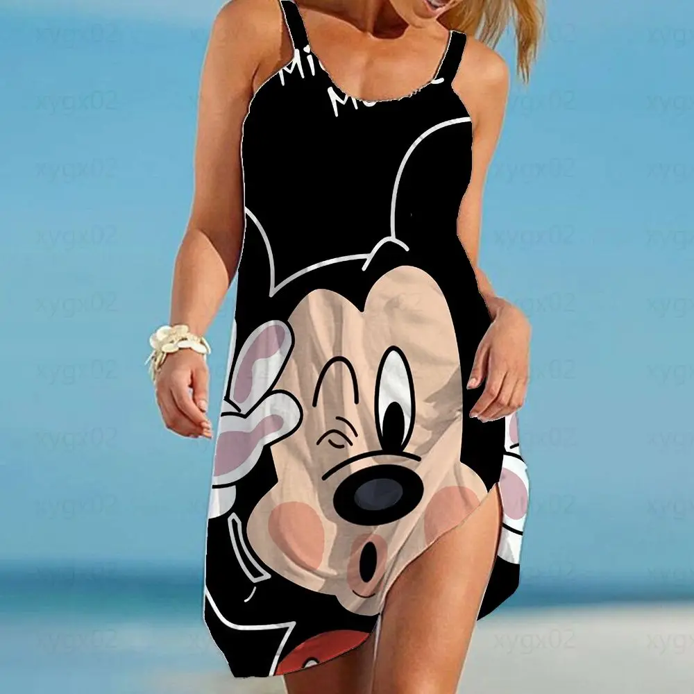 Boho Disney-Mickey/Minnie Mouse Dresses For Women 2022 Elegant Dresses For Women Women's Dress Sling Beach Dress Loose Sexy Top