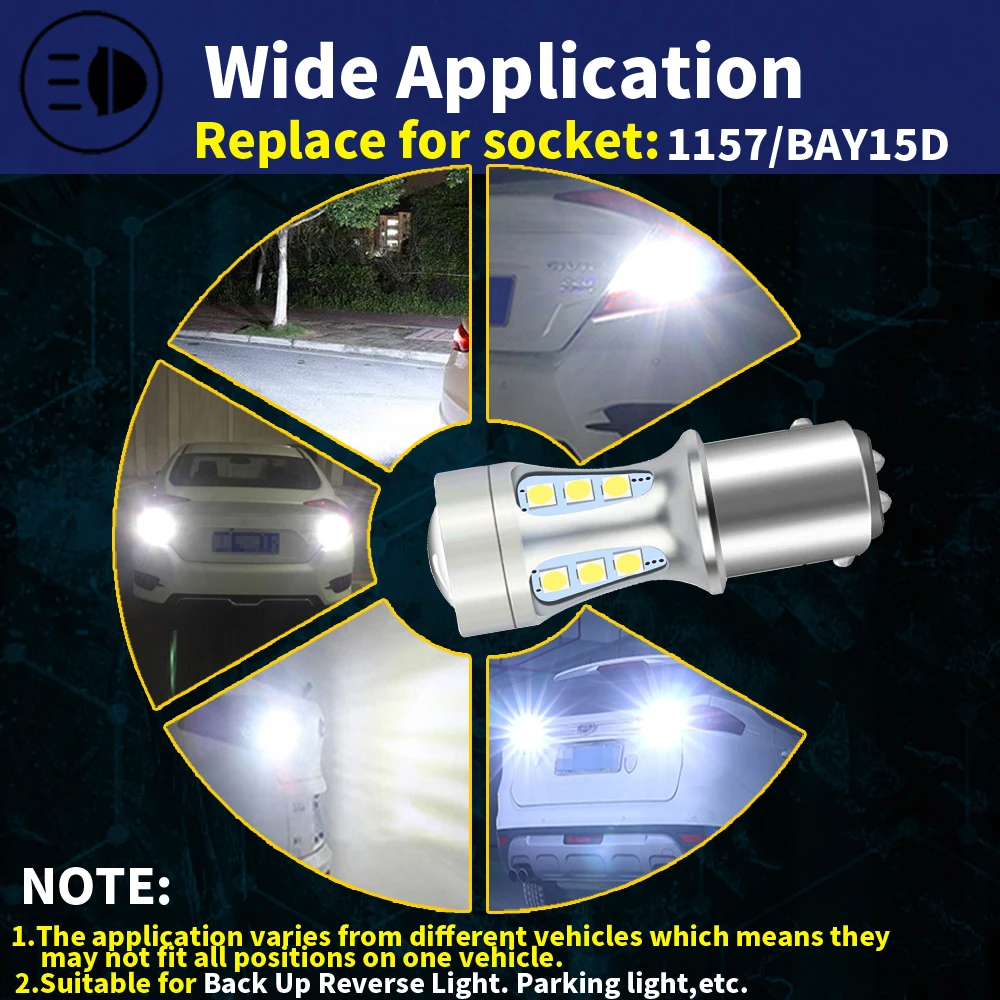 2pcs 7506 Ba15s P21W Led 1156 7443 Bulb T15 W16W Canbus 1157 Bay15d P21/5w Car Turn Signal Lamp Brake Backup Light Reverse - купить по