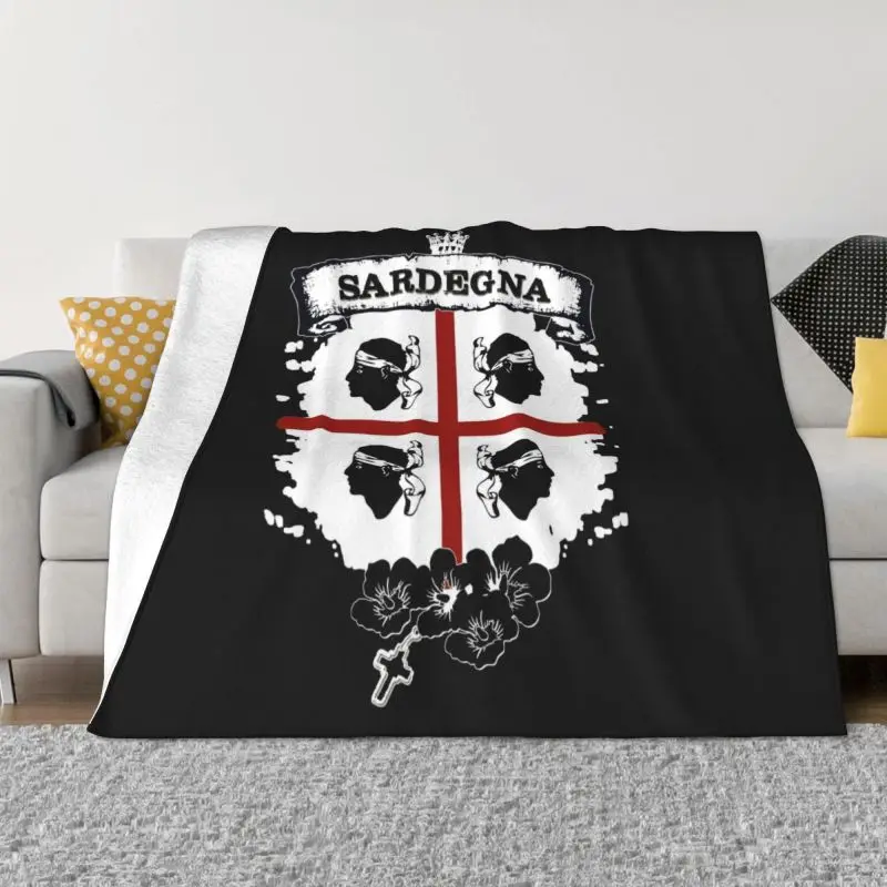 

Sardinia Flag Four Moors Blankets Breathable Flannel Sprint Italy Sardegna Coat of Arms Throw Blanket for Couch Outdoor Bedding