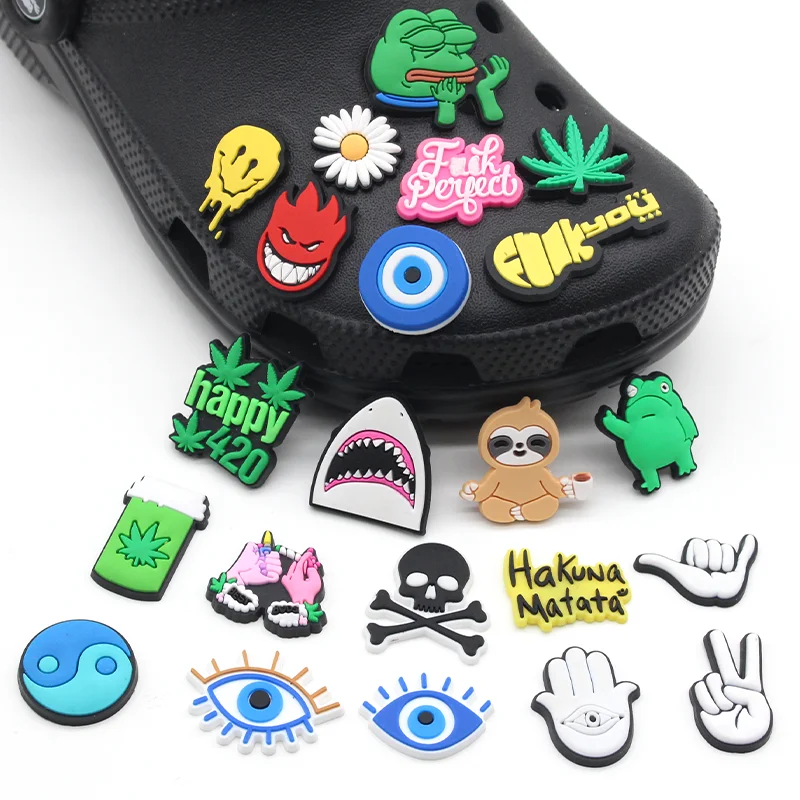 

Hot jibz 1pcs multiple style cartoon Shoe Charms funny DIY Daisy/Frog clog Shoe Aceessorie Fit croc Sandals Decorate Unisex Gift