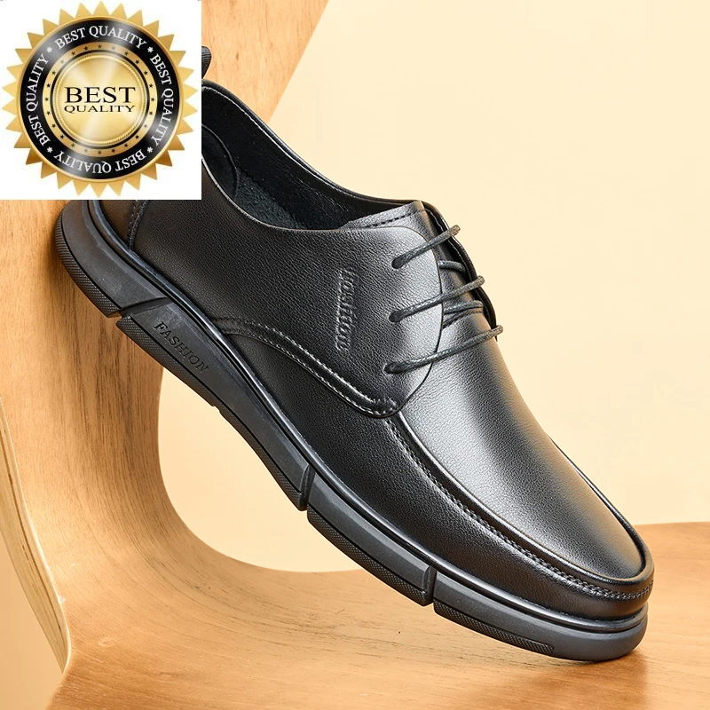 

Male Men Oxfords Formal Shoes genuine leather Brogues Lace-Up Bullock Business Dress black men wedding shoes