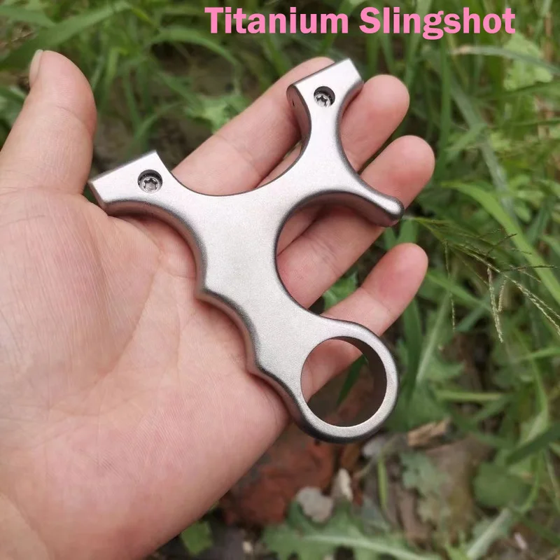 TC21 High-end Pure Titanium Alloy Flat Rubber Band Slingshot  Quick-pressing Clip Free of Binding Small Pocket Outdoor Catapult