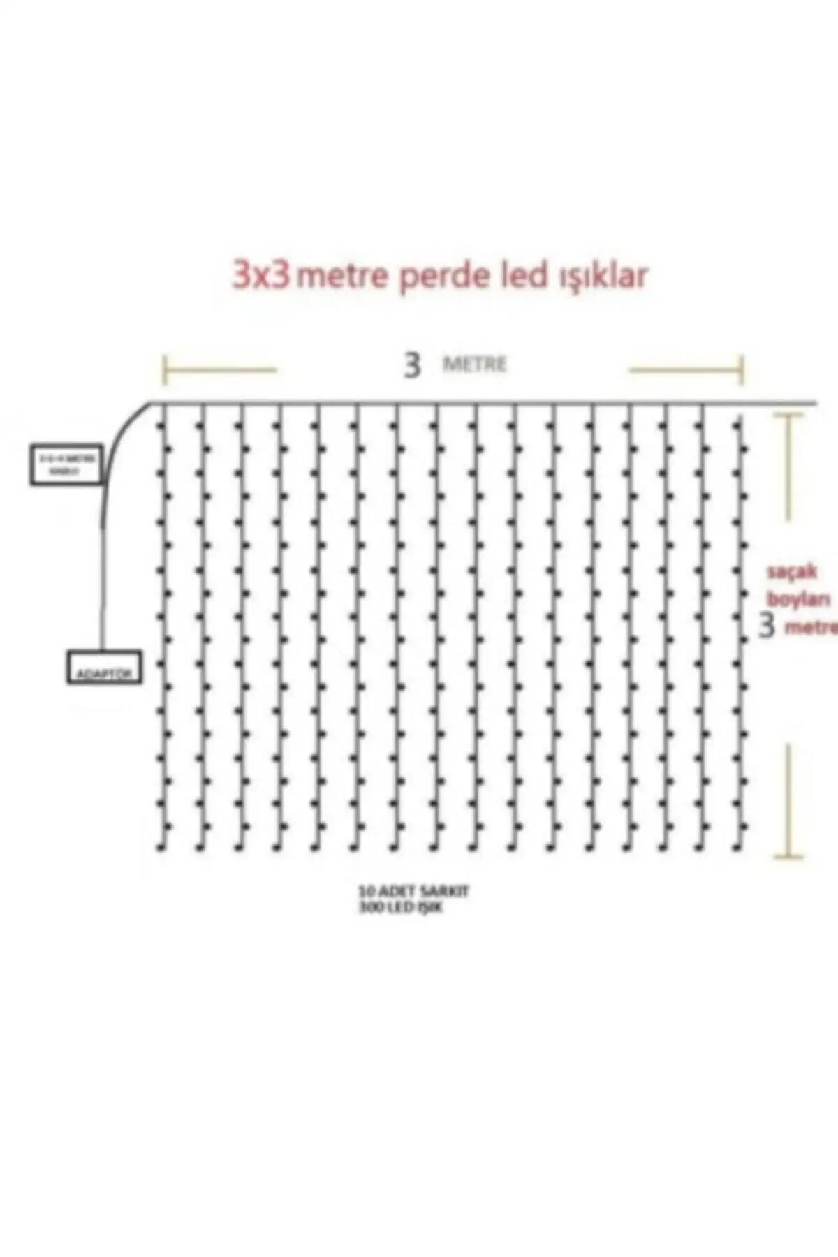 

3mx3m (300 Cm X 300 Cm) Curtain Led, Fairy Led, Home Decoration with 8 Different Modes with LED Control FAST AND FREE SHIPPING