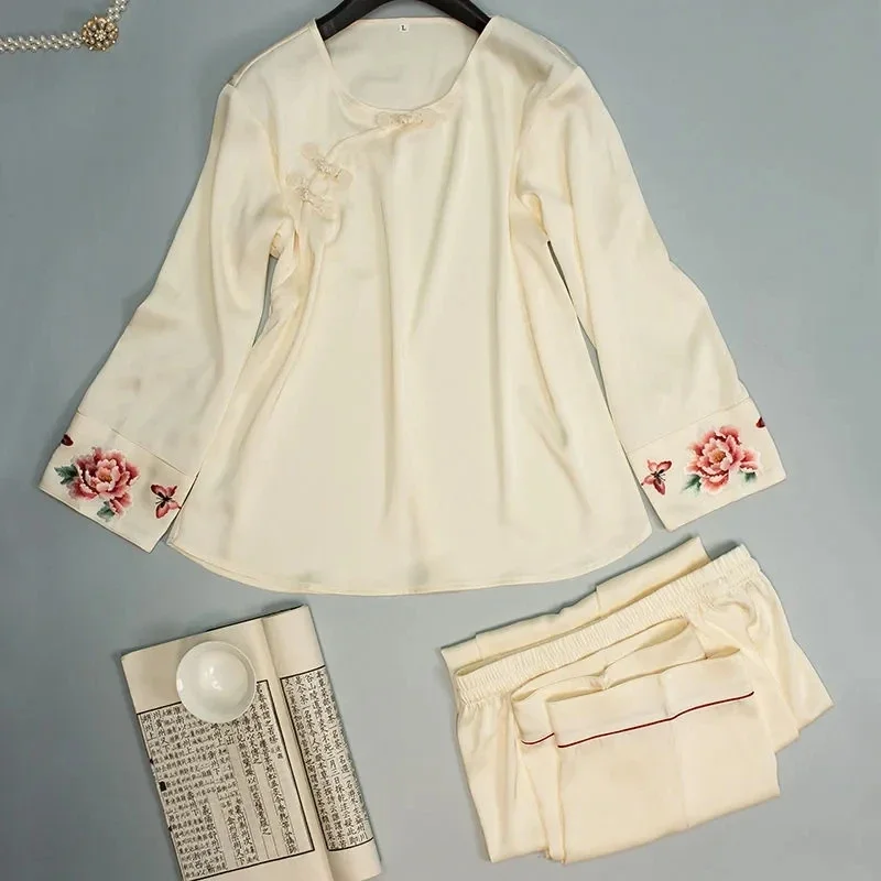 Пижама 17021-7Suzhou с вышивкой женская шелковая вышивка знаменитая народная