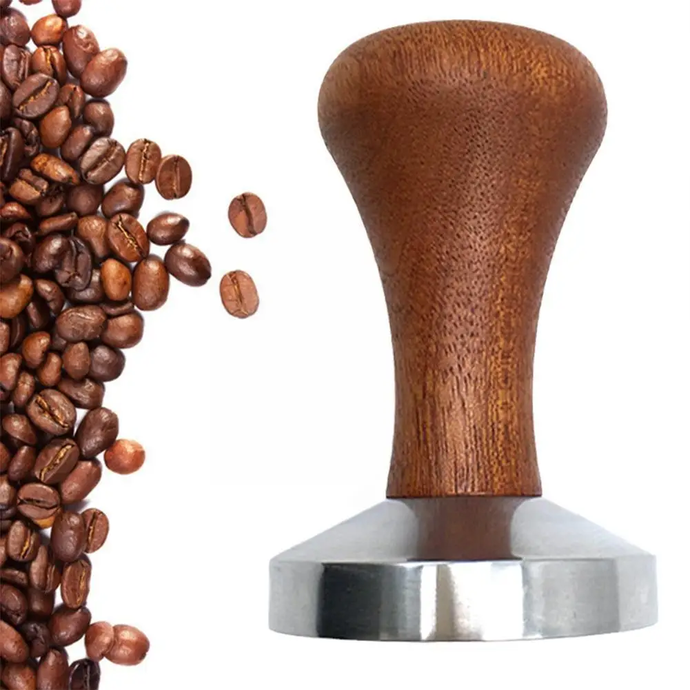 

1PCS 51/53/58mm Food Grade Coffee Tamper Wooden Handle Quality Barista High Grinder Sale Hot Espresso maker Handmade R7Q0