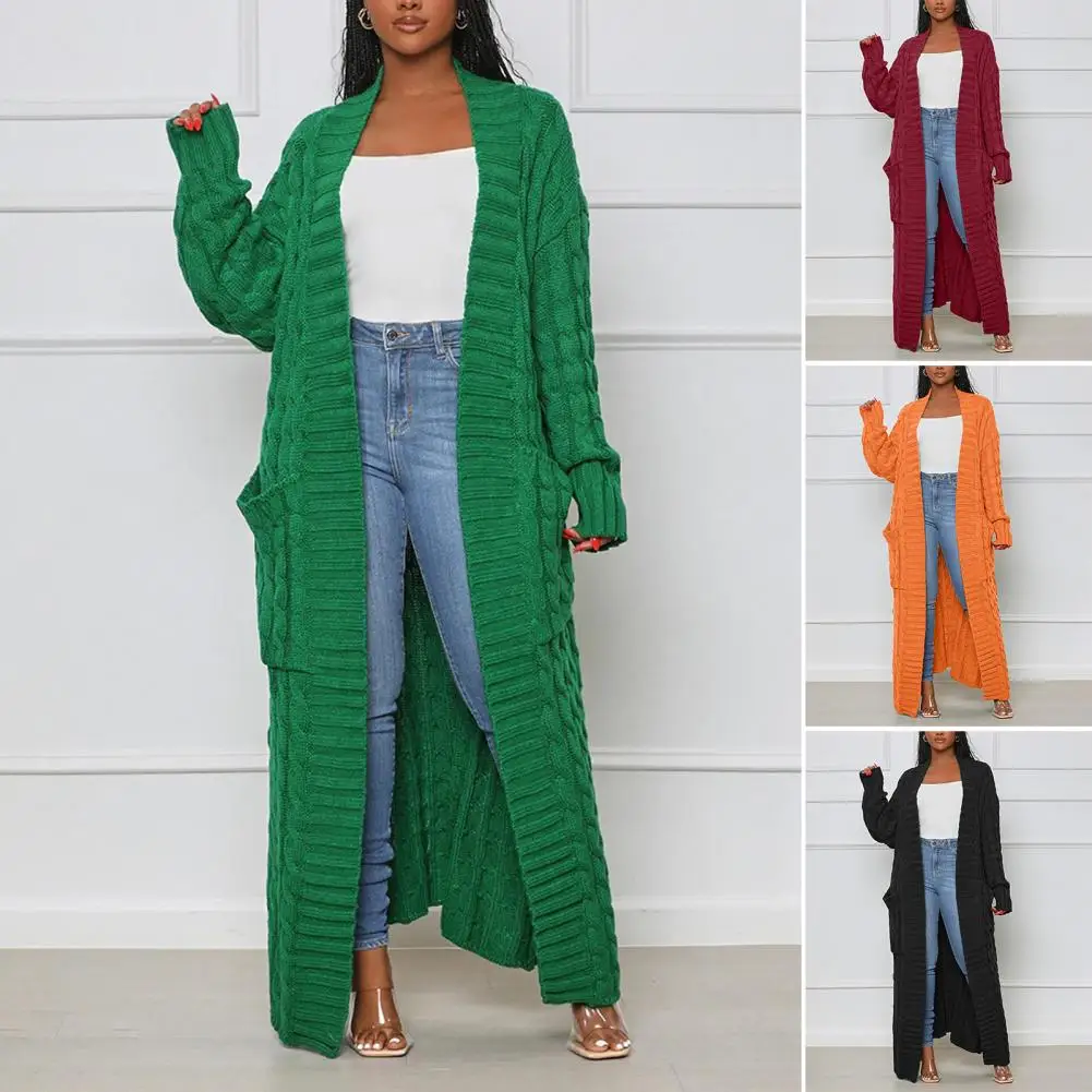 

Plus Size 2023 Autumn and Winter New Women's Long Sleeve Cardigan Sweater with Pockets Warm Korean Fashion Hundred Soft Knitwear