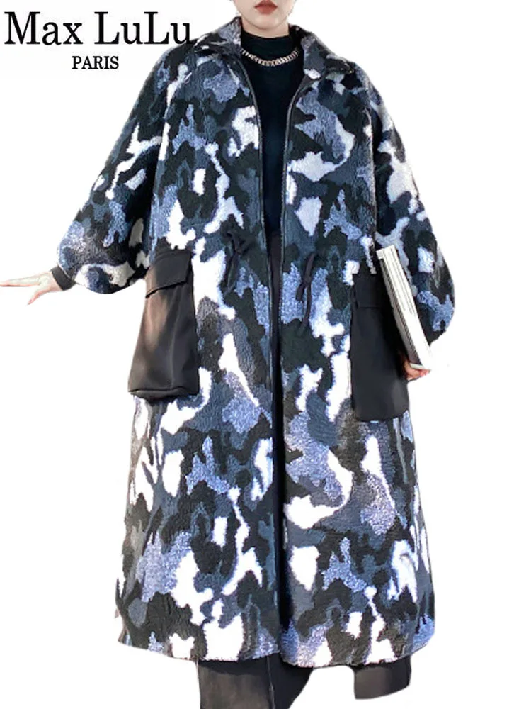 

Max LuLu 2022 Winter Long Clothes Womens Fashion Loose Warm Camouflage Trench Coat Ladies Vintage Casual Punk Style Windbreakers