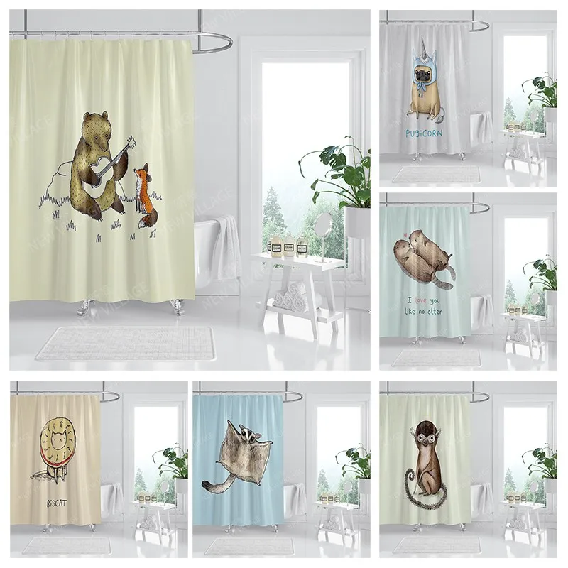 

Waterproof fabric shower curtains Bathroom curtain accessories Bath curtain for shower 180x200cm 240*200 anime boho decoration