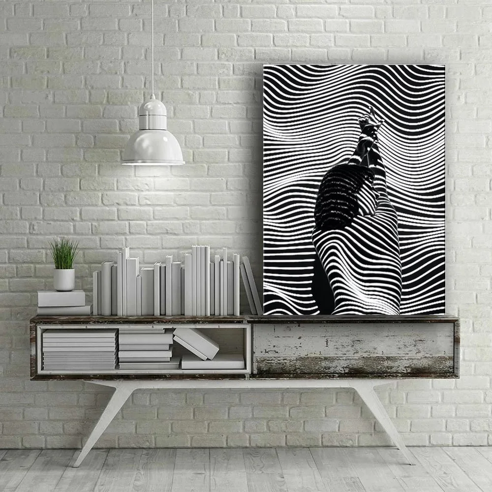 

Abstract Black and White Art Design Canvas Painting Girls Posters And Prints Wall Art Picture for Modern Living Room Home Decor