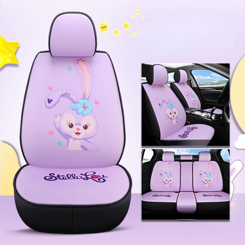 

Disney Car Seat Cushion Four Seasons Universal Linen Cartoon Seat Fully Surrounded Seat Cover Cute Seat Covers for Cars Full Set