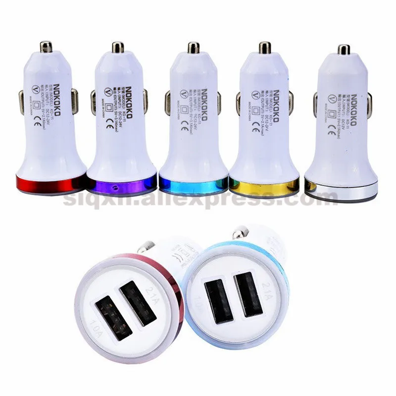 

500Pcs Factory Wholesale 5v Car Chargers 2 Ports Fast Charging For Samsung Huawei Iphone Universal Dual Usb Car-Charger Adapter