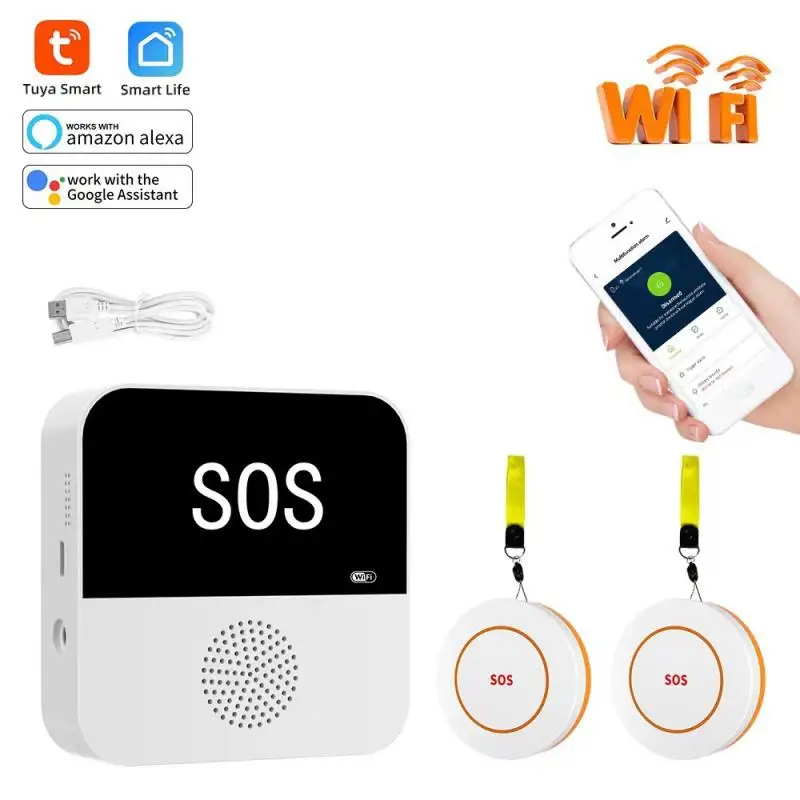 

Умная кнопка SOS TUYA Wi-Fi, беспроводная кнопка SOS для аварийной сигнализации, домашний датчик охранной сигнализации, 433 МГц, телефон с сенсорной кнопкой SOS