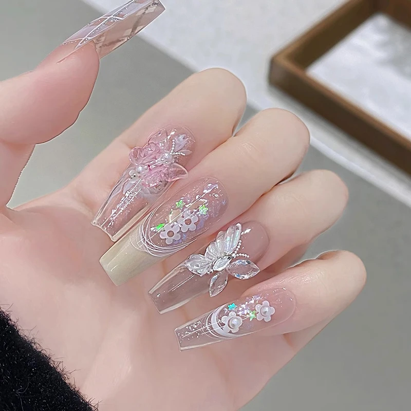 Żywica motyl akcesoria do paznokci 3D Monet kolor ogród obraz olejny mały diamentowe zdobienie DIY projekt dekoracji