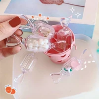 portable cute teen girls candy shape transparent makeup storage box mini earrings jewelry bag travel storage container organizer