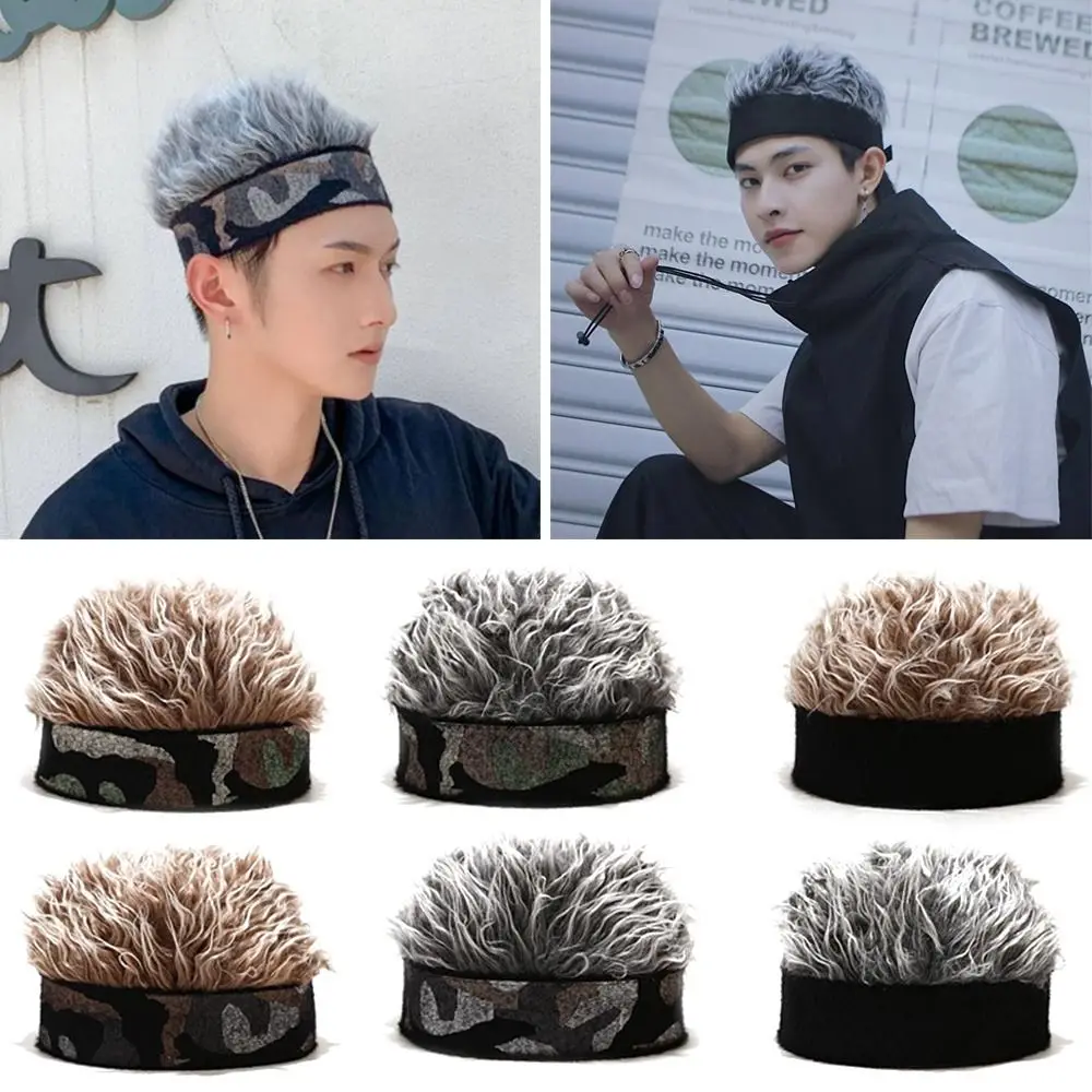 

Men Women Cotton Rock And Roll Cap Wig Cap Short Melon Skullcap Golf Beanie Hat Hip Hop Caps