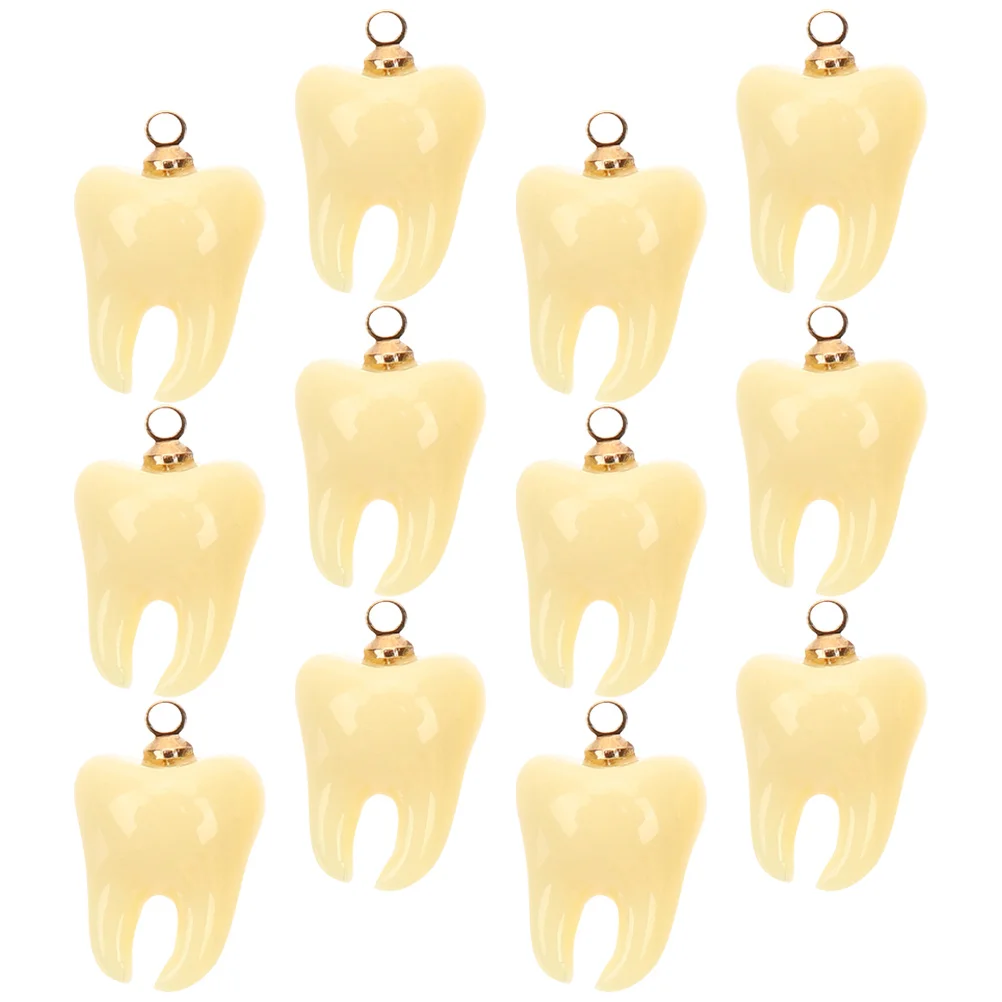 

12 Pcs Tooth Shape Pendant Charms Jewelry Small Teeth DIY Craft Material Fake Charms Ornaments Resin