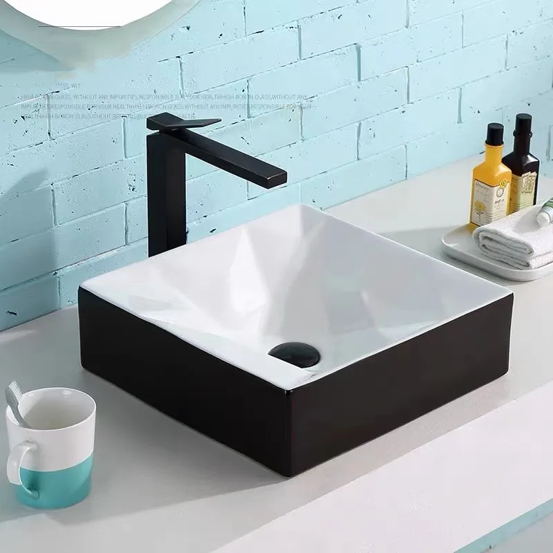 

Art Washbasin Ceramic Bathroom Sink Nordic Style Washbasin Balcony Sink Rectangular Industrial Wind Table Basin Shampoo Basin