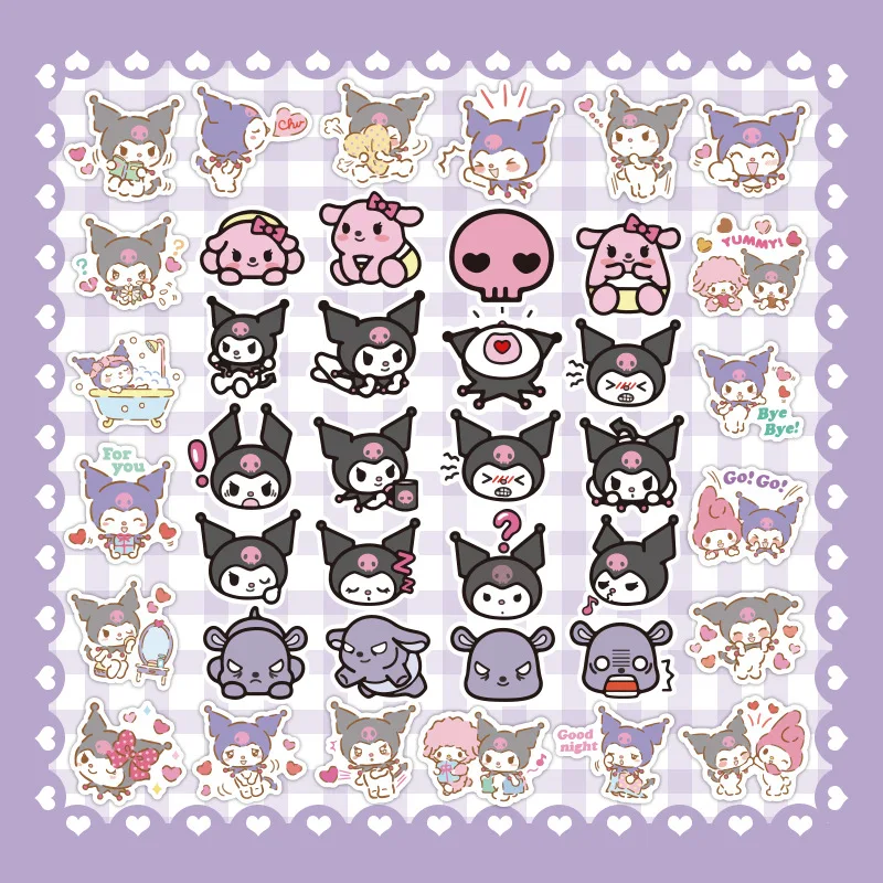 

40Pcs Kawaii Sanrios Kuromi Sticker Anime Colorful Pvc Decorative Waterproof Cartoon Cute Notebook Car Accessories Toy For Girls