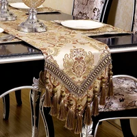 royal luxury tassel pendant table runner high density embroidered jacquard tablecloth table cover for wedding hotel dinner party