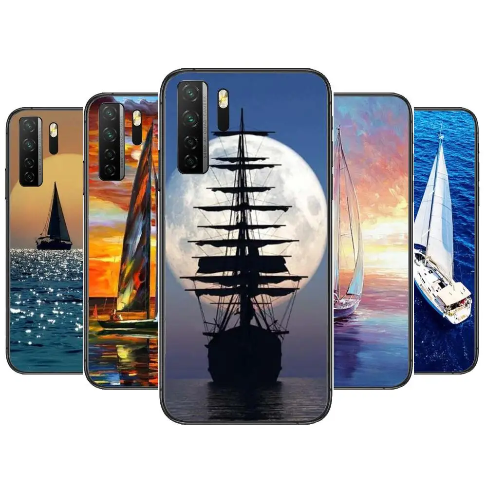 

Sailing Boat Black Soft Cover The Pooh For Huawei Nova 8 7 6 SE 5T 7i 5i 5Z 5 4 4E 3 3i 3E 2i Pro Phone Case cases