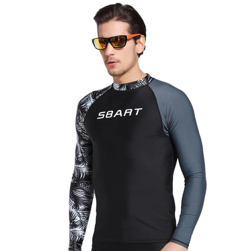 

Men's Fashion Printed High-Elastic Comfortable Split Long-Sleeve Top Sunscreen Quick-Drying Water Sports Beach Swim Surfing Top
