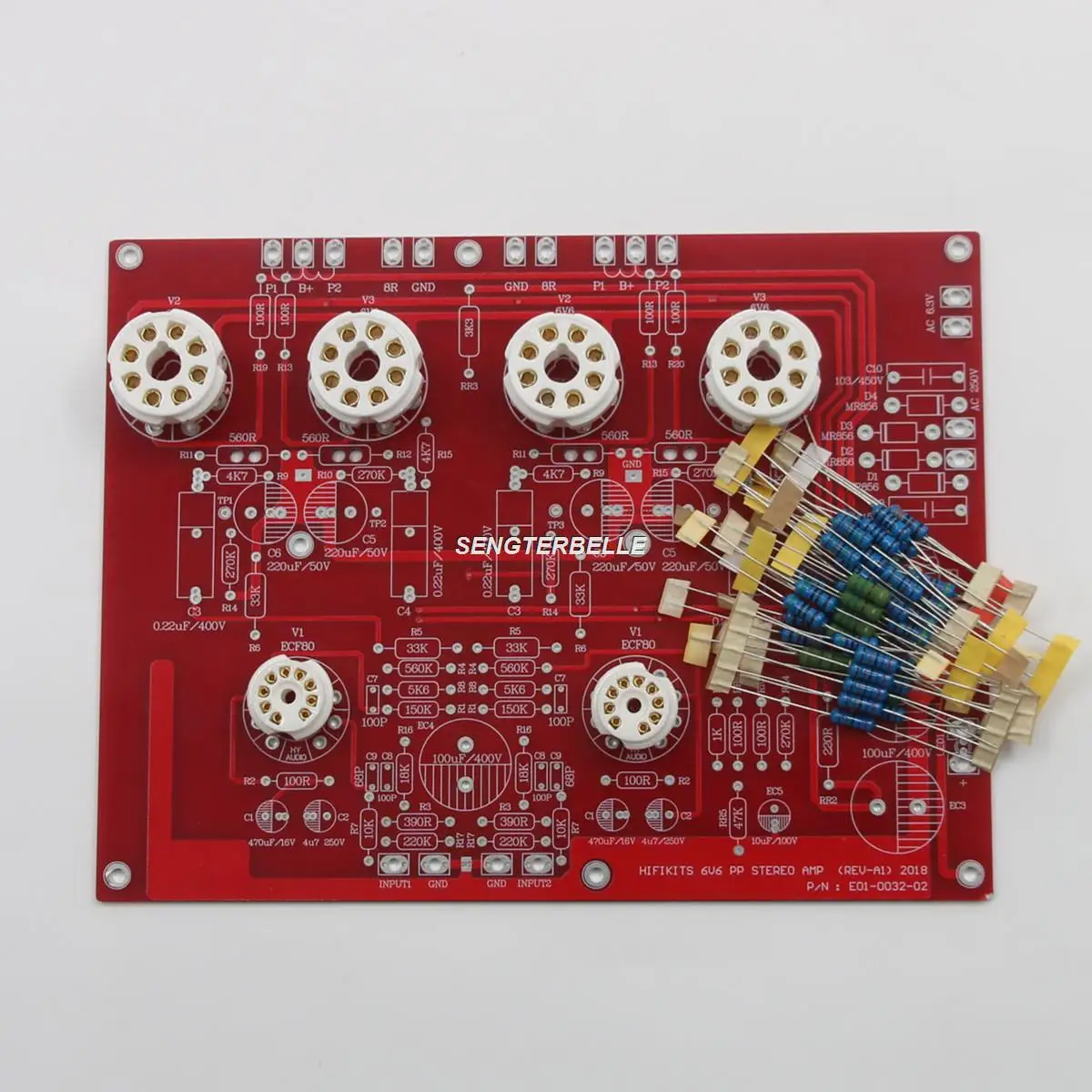 

HiFi 6V6 стерео Push-Pull комплект платы усилителя HiFi трубка платы усилителя мощности (красная версия)