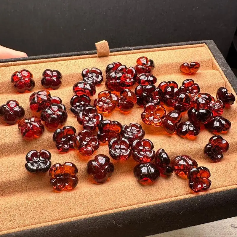 

Бусины Из Натурального Балтийского Красного янтарного цветка, 12 мм