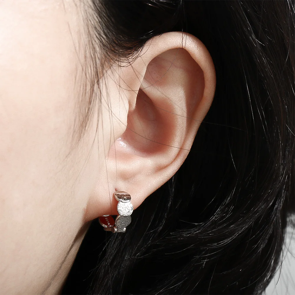 

Daily All-match Frosted Disc Hoop Earrings Simple Metal Ball Chain Dangle Earrings Creative Silver Color Geometric Earrings