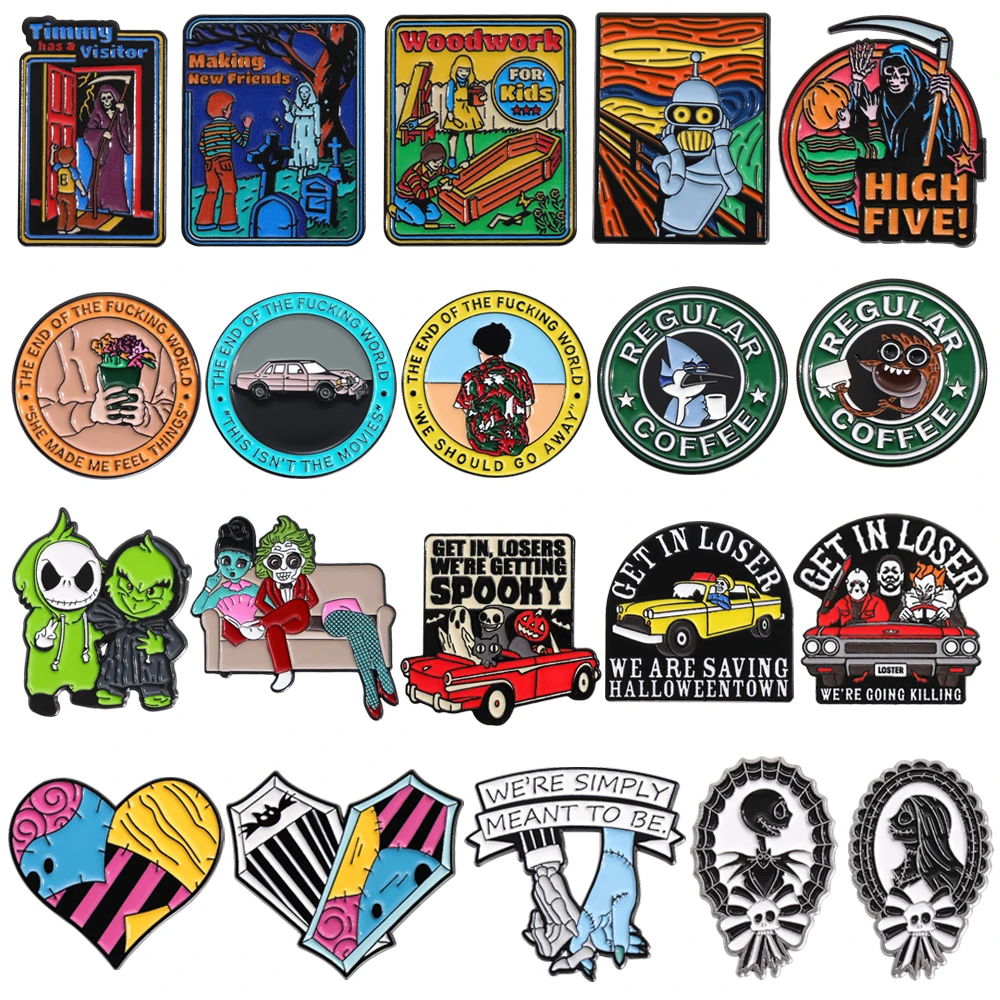 Значок для пары невесты на Хэллоуин коса призрак диван клоун змея могила