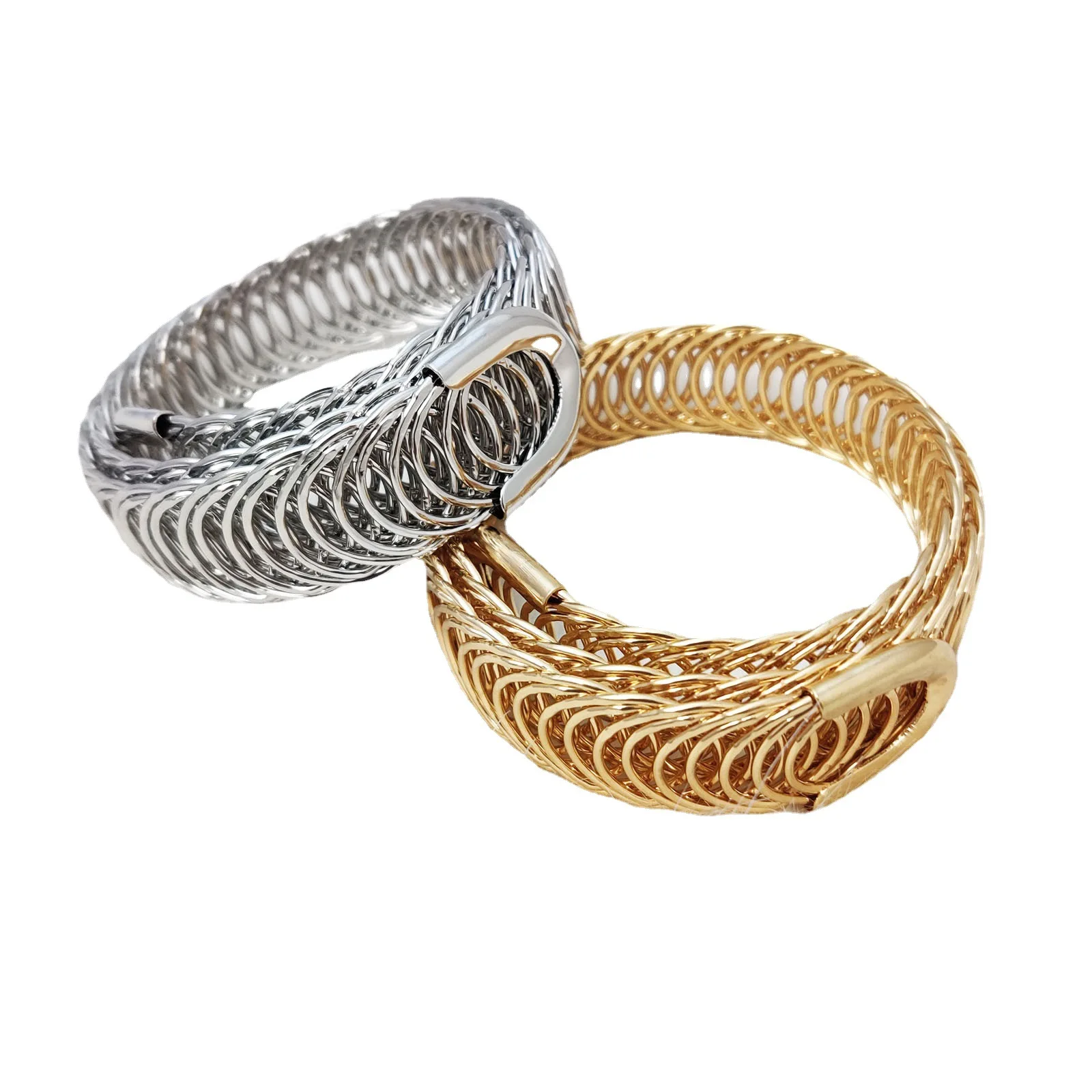 

Metal Elastic New Double-layer Adjustable Gold Wire Spring Bracelet