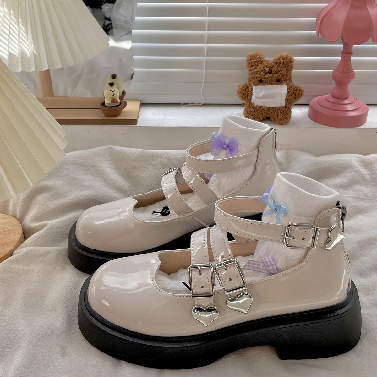 

shoes on heels heart Lolita shoes Japanese platform shoes elegant Mary Janes punk JK uniform high heels girls women's shoes