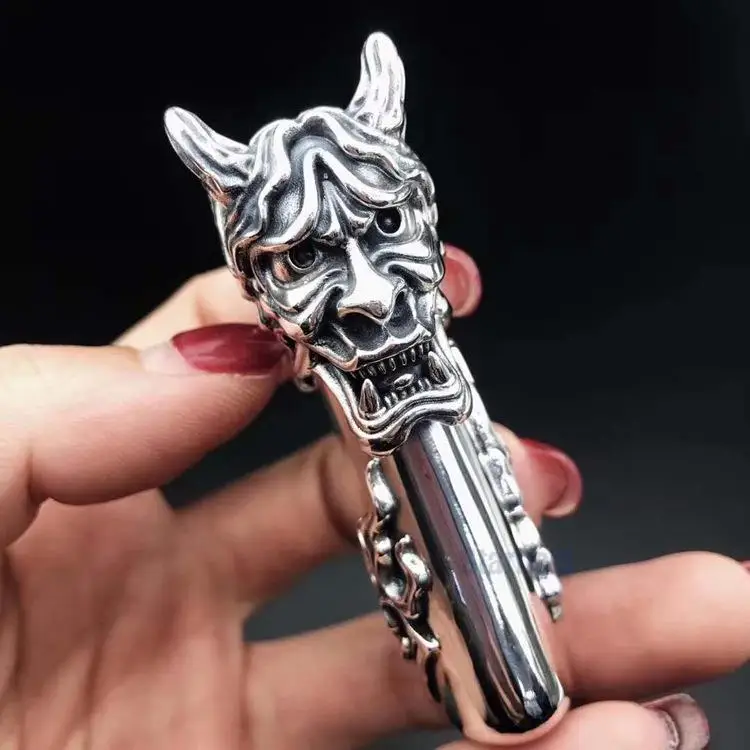 

S925 pure silver celebrity kerosene wind ancient personality 3 d prajnaparamita monkey silver cigarette lighter