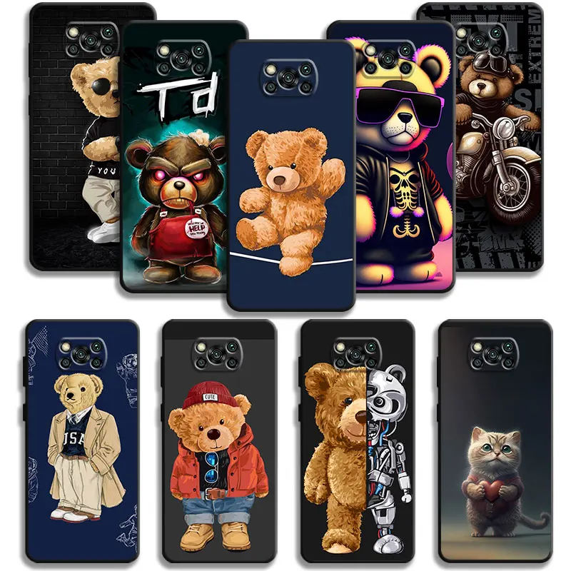 

Celulares For Xiaomi POCO X4 Pro POCO X3 NFC 12 13 11 Lite 11T 5G 12X POCO M3 9T Note 10 10T Pro 12S 12T Fashion Bear Cases