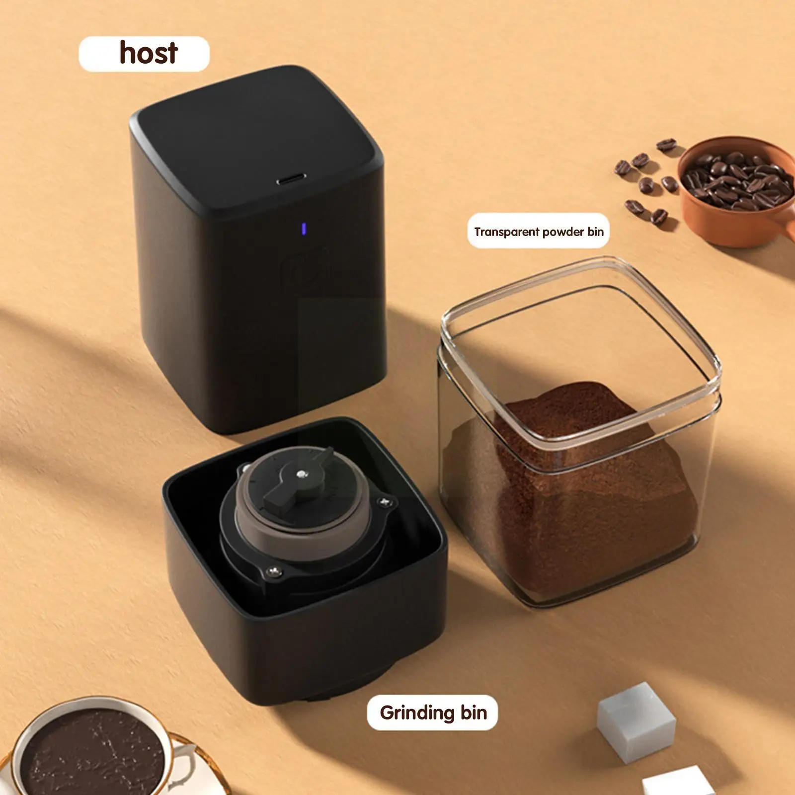 

Электрическая кофемолка для дома и путешествий, автоматическая кофемолка для кофе, зерен, эспрессо, портативная, зарядка через USB