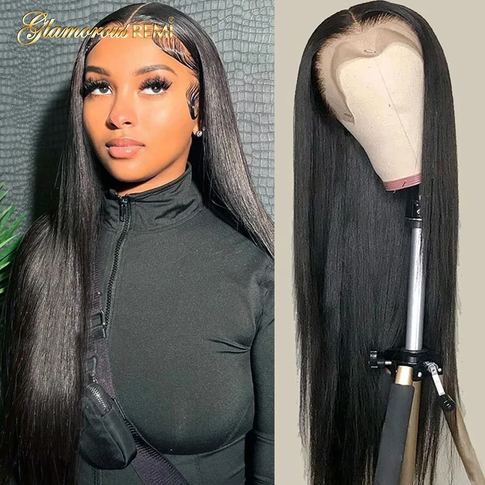 

13x4 Straight Lace Front Human Hair Wigs Remy Brazilian Transparent Bone Straight 30 Inch 4x4 Lace Closure Wig For Women