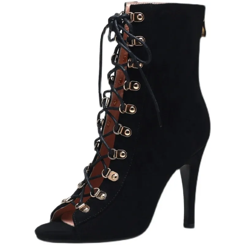 

Новинка; Женские туфли для латинских танцев с вырезами и открытым носком; Женские босоножки на тонком высоком каблуке 10 см для бальных танцев Танго и джаза; Резиновая подошва; 2 цвета