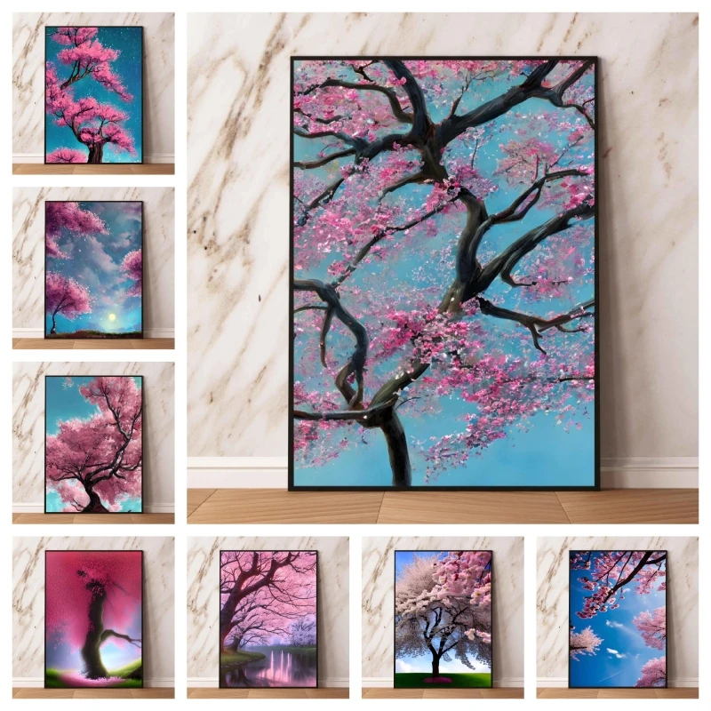 

Canvas Art Walls Painting Cherry Tree Nature Children's Bedroom Decor Aesthetic Poster Picture Kid Action Figures Decor Gifts