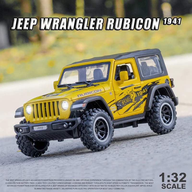 

1:32 JEEP WRANGLER RUBICON 1941 Toy Car Diecasts & Toy Vehicles Metal Car Model Wheels High Simulation Pull Back Collection Kids