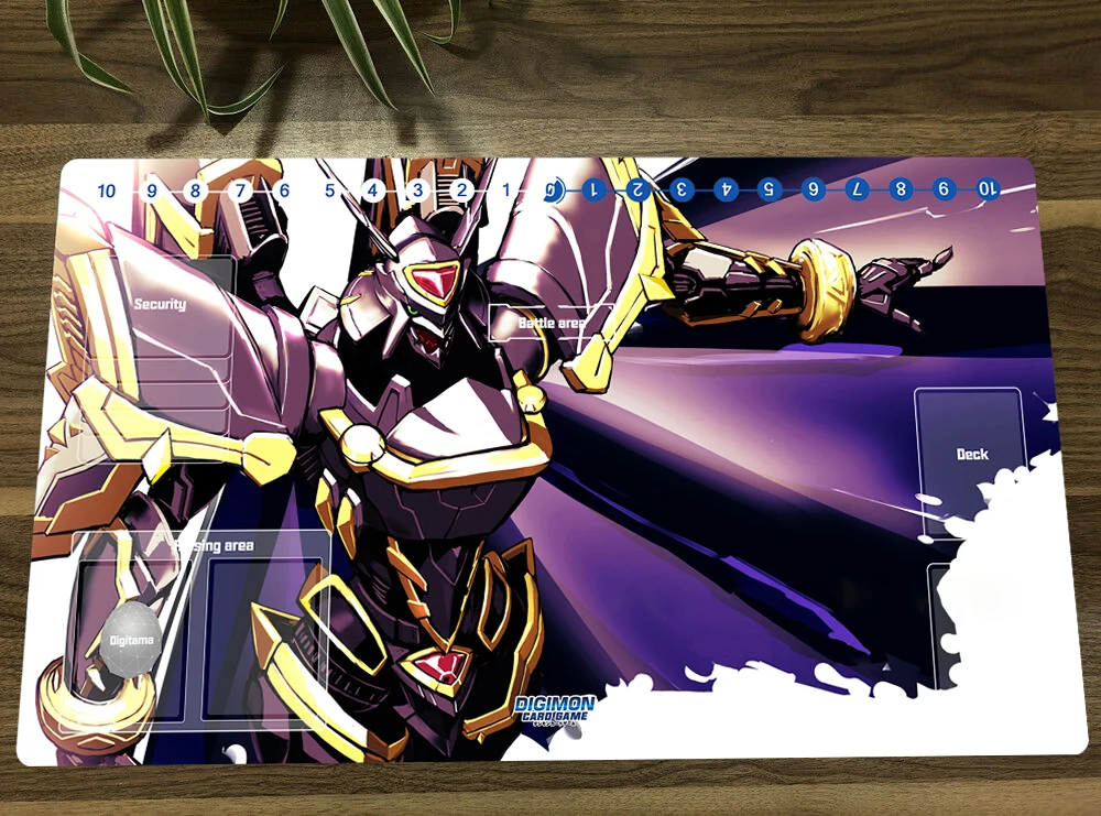

Digimon Duel Playmat Alphamon Trading Card Game Mat DTCG CCG Mat Rubber Mouse Pad Desk Pad TCG Play Mat & Card Zones Free Bag