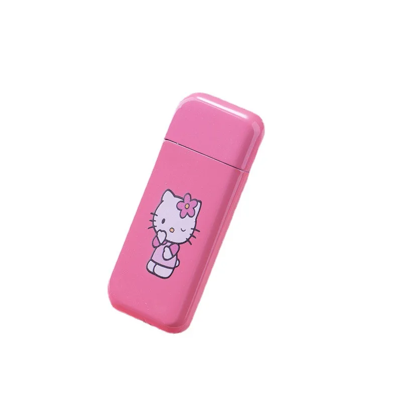 

Lighters Wholesale Pink Purple Cute Cartoon Cat Open Flame Batune Gas Metal Inflatable Lighter Gift For Girls 520 Cigarette