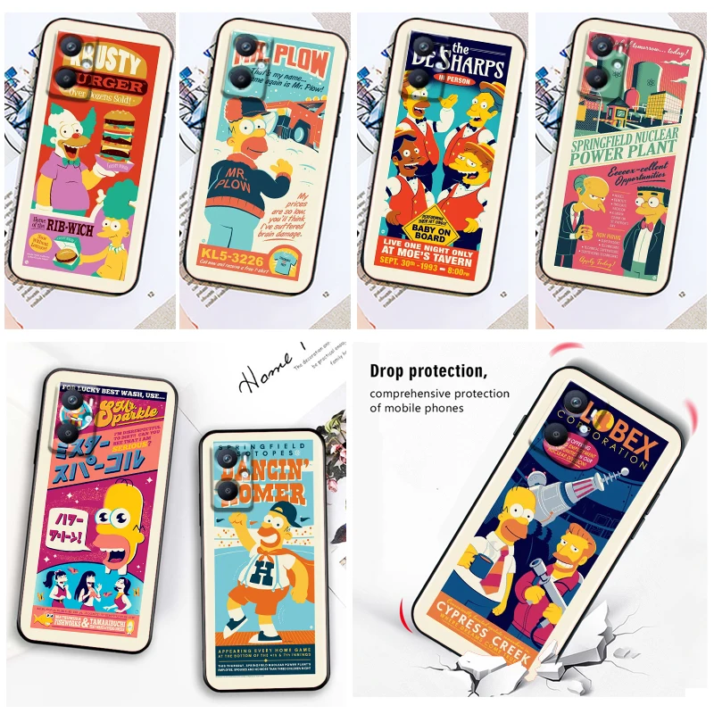 

Anime Cartoon Simpsons Phone Case Black For OPPO Find X5 X3 X2 Neo Lite A96 A57 A74 A76 A72 A55 A54S A53 A53S A16S A16 A9