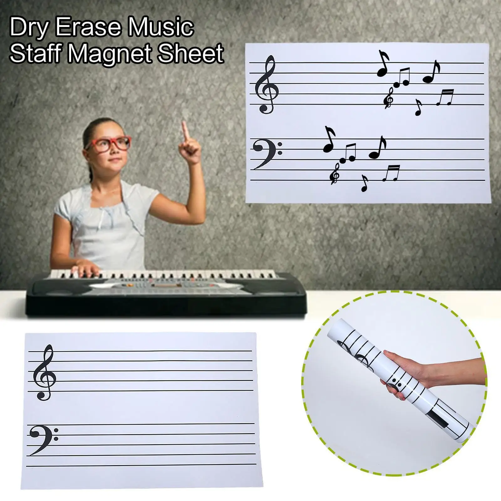 

Dry Erase Music Staff Magnet Rewritable Thickened Sheet Magnetic Piano Whiteboard Stickers Accessories Teaching Staff Z9V7